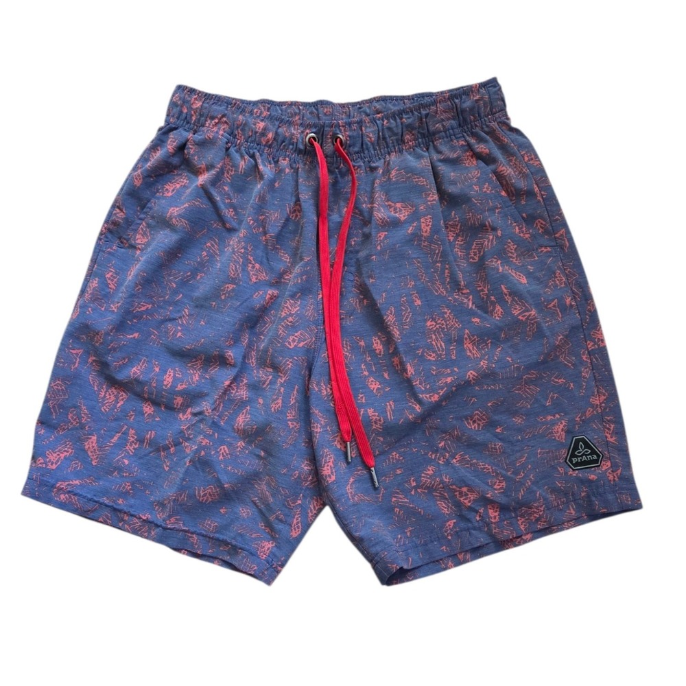 Prana Metric E-Waist Board Shorts Men's L Indigo Waimea Outdoors‎ Lake Day River
